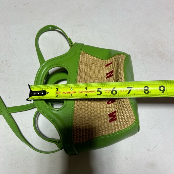 Authentic MARNI TROPACALIA Micro Shoulder Bag Green Hemp #36632142 w/dust Cover - Picture 9 of 10